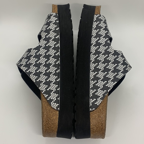 Papillio Birkenstock Arizona Knotted Sandal Black White L8 M6 Platform Chunky - Picture 8 of 16